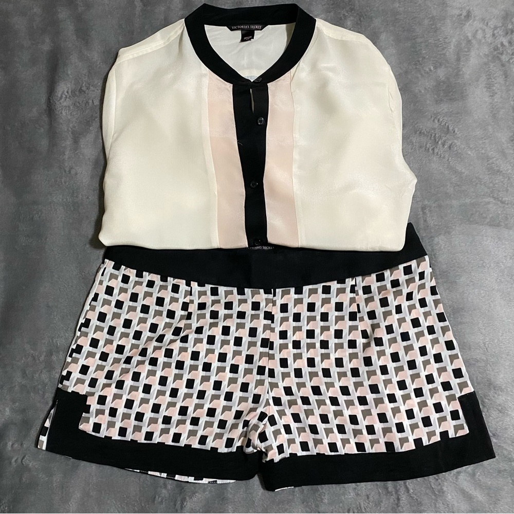 Chic Black and White Geometric Two-Piece Set